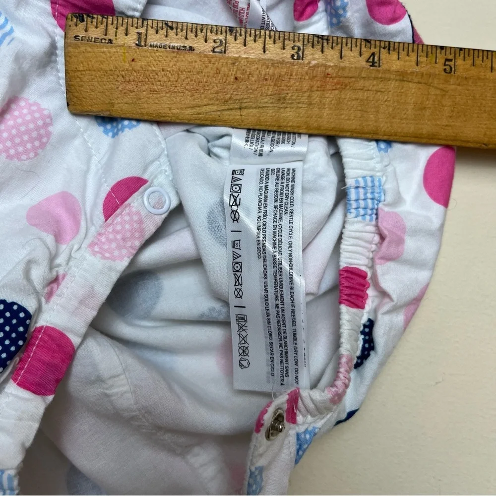 Disney‎ Baby Minnie Mouse  Polka Dot Romper Size 9-12M Pink Bows White Blue